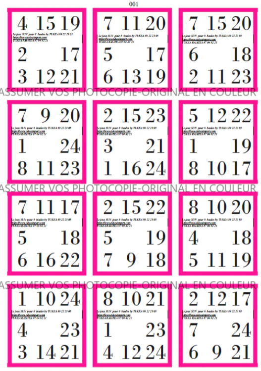 JEUX 25 FEUILLES